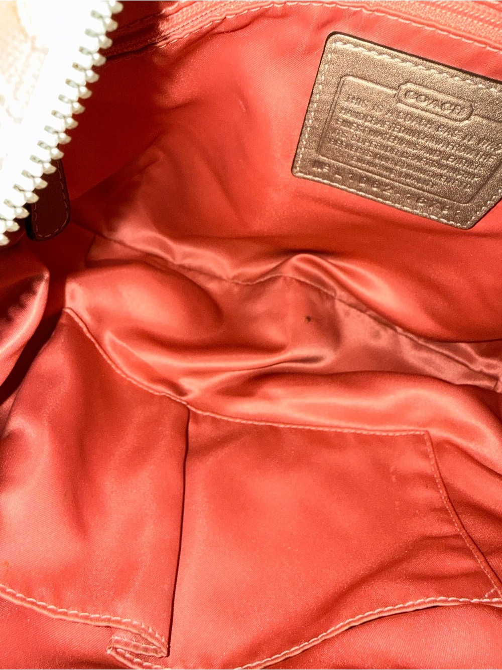 Coach Beige Signature Sequin Shoulder Bag with Taupe Trim - Picture 3 of 4